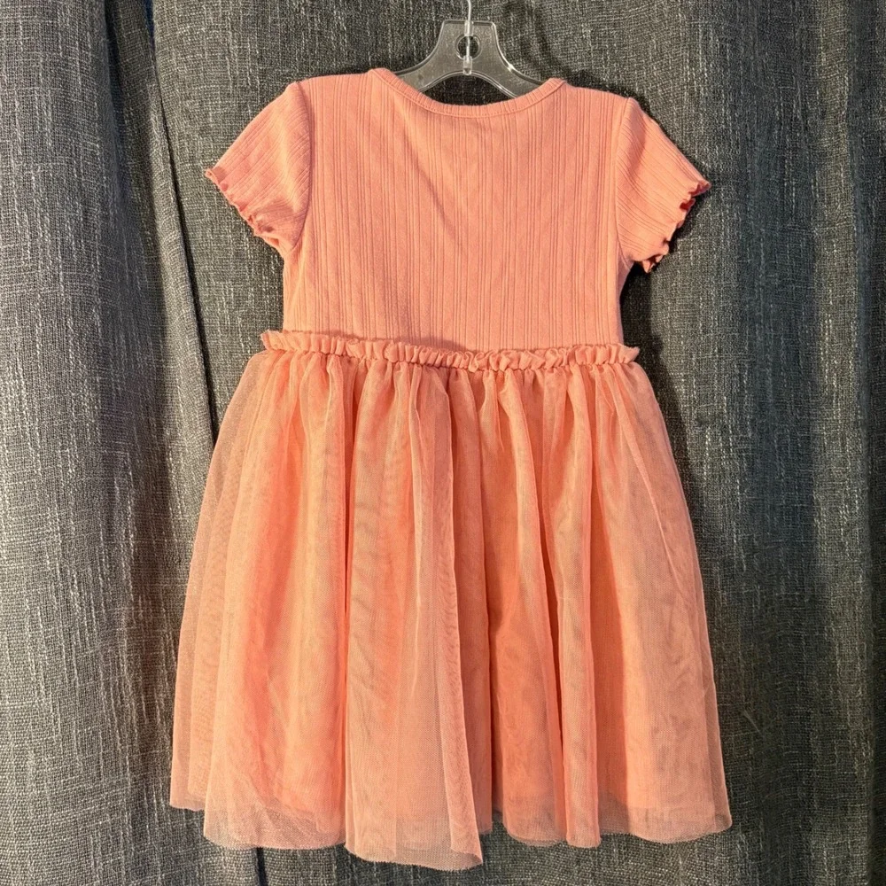 Wonder Nation Girls Dusty Pink Peach Ribbed Tulle Skirt‎ Dress (Girls 3T)